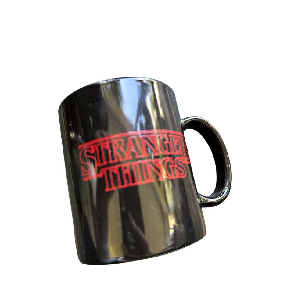 Stranger Things Netflix Official Merchandise Black Ceramic Coffee Mug Red Logo